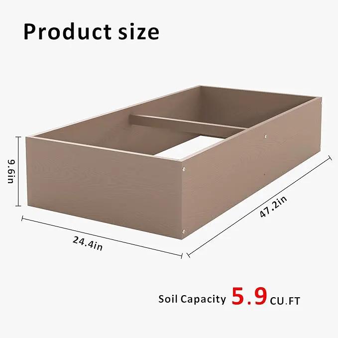 HDPE Raised Garden Bed 47.24 * 24.4 * 9.65 in,Vegetable Planter Bed Outdoor,Elevated Horticulture Planter Bed,Waterproof,Rot-Resistant and Non-Cracking Above Ground Garden Bed(Light Brown) by GreenHaven Gardens