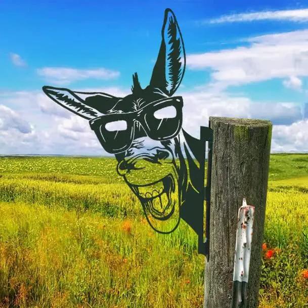 Peeping Donkey Metal Art Farm Garden Decor Garden Fence Decoration Outdoor Decoration for Farmhouse,Yard,Lawn by GreenHaven Gardens
