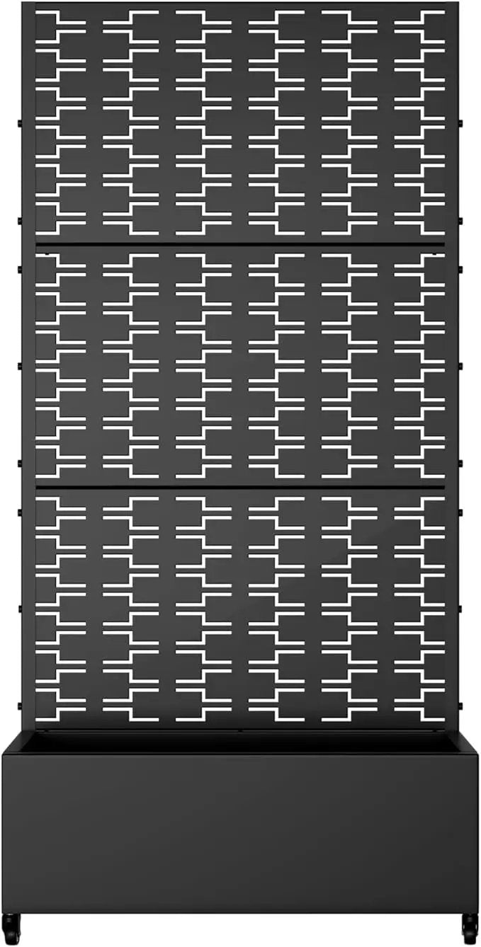 Casaphoria Metal Raised Garden Bed with Trellis and Wheels, 72"x35"x16" Planter Box for Climbing Plants, Vegetables & Vines, Features Drainage Holes and Privacy Screen (Black-Square) by GreenHaven Gardens