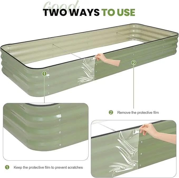 5-in-1 Adjustable Raised Garden Bed Kit | Galvanized Planter Boxes for Vegetables, Flowers | 12" Tall, Multiple Sizes (8x3x1ft, 9x2x1ft, 10x1x1ft, 6x5x1ft, 7x4x1ft) | Outdoor Metal Raised Bed, Green by GreenHaven Gardens