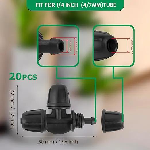 Drip Irrigation Fittings for 1/4 inch Tubing (0.16" ID x 0.28" OD), 20 Pcs Anti-Drop Locked Barbed Reducing Elbows for Drip Line Connectors by GreenHaven Gardens