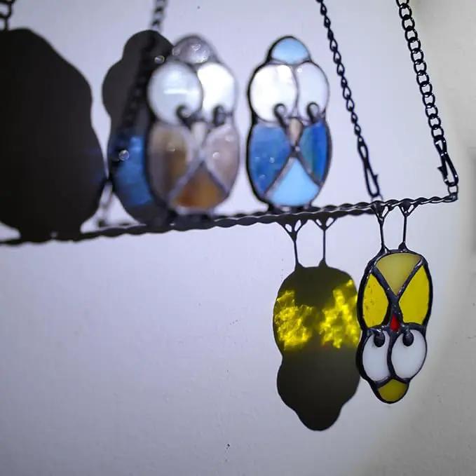 Owl Bird Gifts for Bird Lovers Stained Glass Suncatchers for Windows,Bird Decor Stained Glass Window Hangings,Owl Ornament Housewarming Gifts Owl Gifts for Women Owl Lover by GreenHaven Gardens
