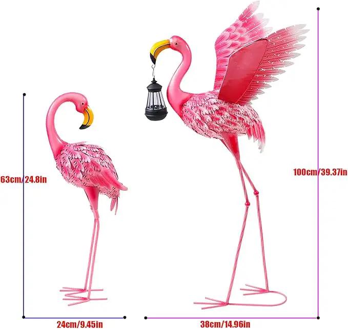 Garden Statues Flamingo Sculptures Metal Yard Art, Pink Bird Art Outdoor Backyard Decor Patio Lawn Porch Ornament Flamingo Yard Decoration (Sun and Moon) by GreenHaven Gardens