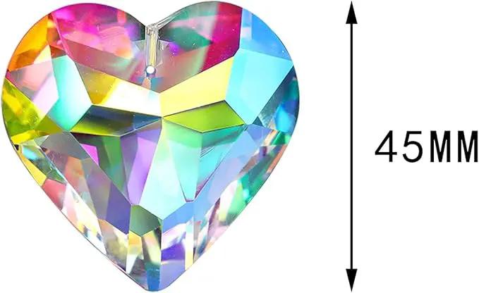 HDCRYSTALGIFTS 6pcs 50mm Crystal Heart Prism Suncatcher Window Sun Catchers Crystals Hanging Decorations Rainbow Maker Pendant Christmas Ornaments by GreenHaven Gardens