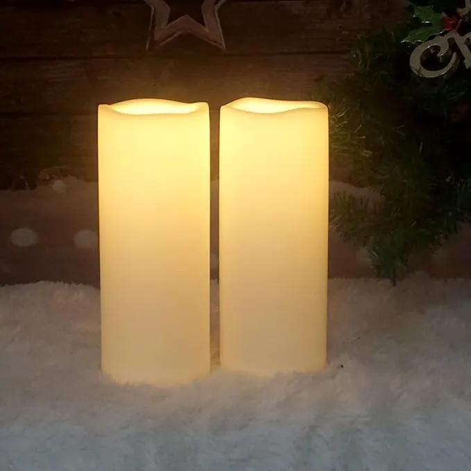 CANDLE CHOICE Waterproof Outdoor Battery Operated Flameless Candles with Timer Large Plastic Resin Bright Flickering Electric LED Pillars Lantern Garden Wedding Christmas Decorations 4”(D)x10”(H) 2PCS by GreenHaven Gardens