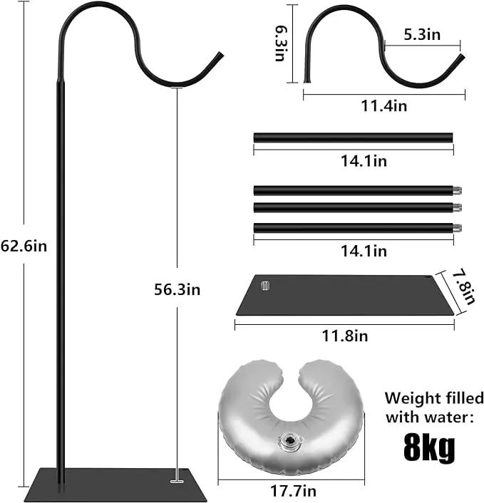 Hummingbird Feeder Stand, Adjustable 20-63 Inch Shepherds Hook for Outdoor Indoor, Bird Feeder Pole with Base & Water Weight Bag for Wind Chimes, Hanging Plants(Hummingbird Feeders Not Include) by GreenHaven Gardens