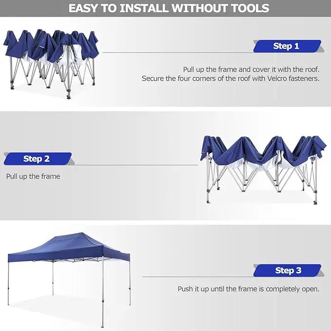 COBIZI 10x15 Heavy Duty Pop up Canopy Tent Easy Up Commercial Outdoor Canopy Wedding Party Tents for Parties All Season Wind & Waterproof Gazebo with Carry Bag, Dark Blue(Frame Thickened) by GreenHaven Gardens