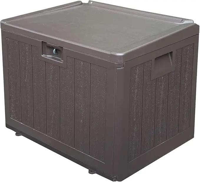 Premium Pro Edition 35 Gallon Lockable Resin Deck Box, Waterproof & UV-Resistant Outdoor Storage Box for Outdoor Storage, Garden Tools & Pool Accessories Storage, Brown by GreenHaven Gardens