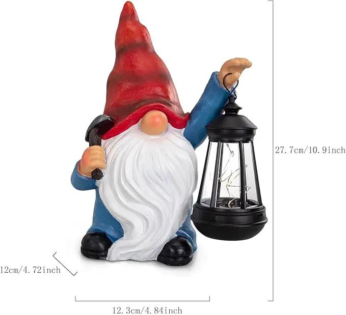 Garden Gnome Statue Solar Light Outdoor Decorations Figurine with Lantern Led Shovel Sculpture Lawn Patio Yard Porch Outside Christmas Housewarming Gifts for Women Mom Grandma by GreenHaven Gardens