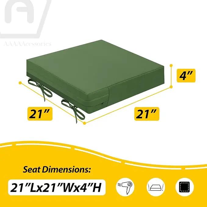 AAAAAcessories Outdoor Seat Cushions for Chairs, Waterproof, Fade-Resistant Patio Furniture Replacement Cushions, 21" x 21" x 4", Set of 2, Dark Moss Green by GreenHaven Gardens