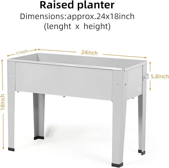 Raised Garden Bed, Garden Raised Planter Box with Legs, Galvanized Garden Planter for Herbs and Vegetables (24" Grey) by GreenHaven Gardens