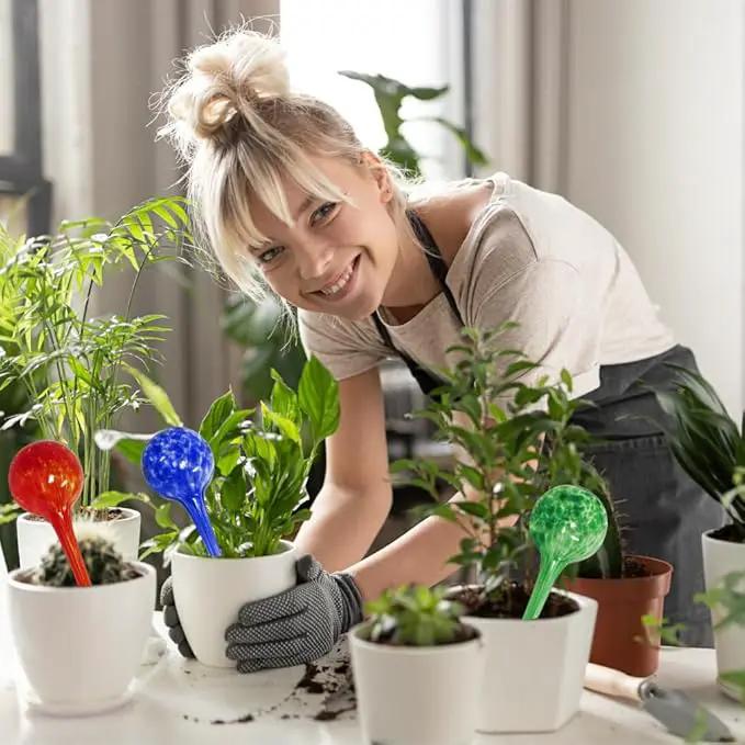 Evelots Plant Watering Globes (3 Pack) - Hand Blown Glass - Automatic Water Irrigation System - Indoor/Outdoor - Leave Your Home Worry Free by GreenHaven Gardens