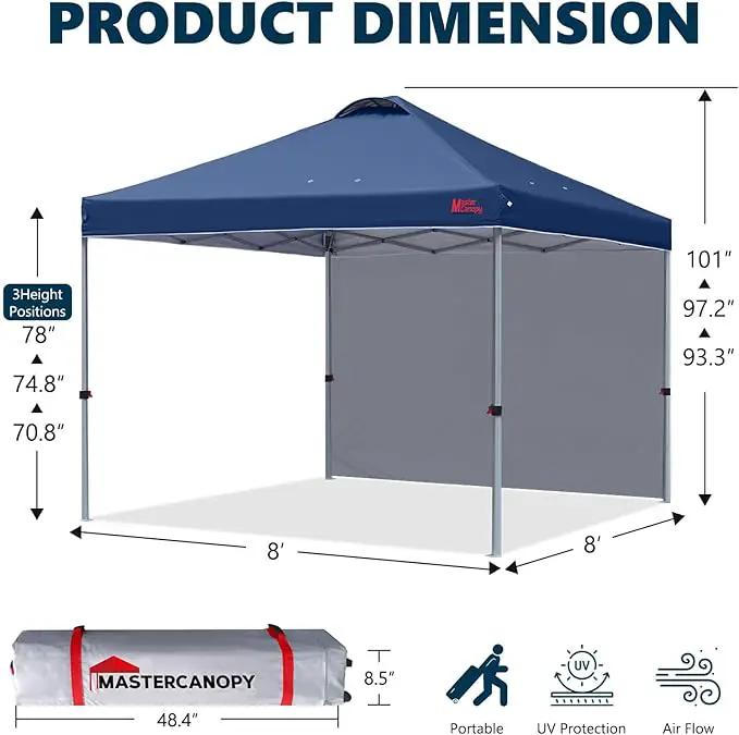 MASTERCANOPY Durable Pop-up Canopy Tent with 1 Sidewall (8'x8',Navy Blue) by GreenHaven Gardens
