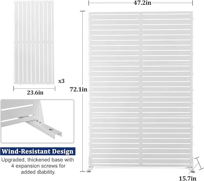 FENCY Outdoor Privacy Screen, 72" H×47" W Metal Privacy Screen, Outdoor Freestanding Privacy Screen & Panels for Deck Patio Balcony(White-Louvered) by GreenHaven Gardens