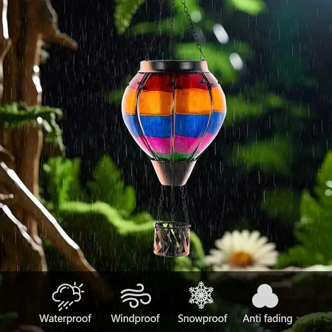 2 Pcs Hot Air Balloon Solar Lantern, Unique Solar Hot Air Balloon with Flame, Hanging Outdoor Lanterns Waterproof Decor for Patio, Garden, Porch by GreenHaven Gardens