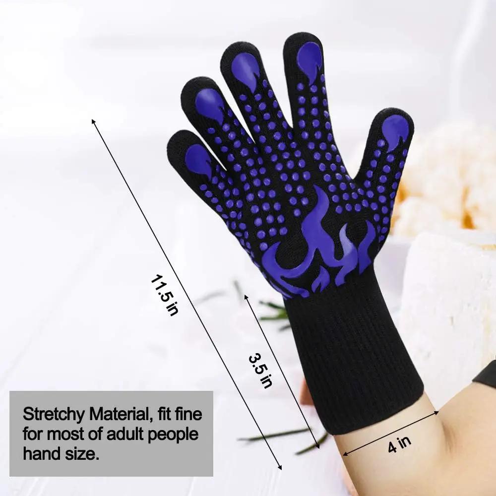 Comsmart BBQ Gloves, 1472 Degree F Heat Resistant Grilling Gloves Silicone Non-Slip Oven Gloves Long Kitchen Gloves for Barbecue, Cooking, Baking, Cutting by GreenHaven Gardens