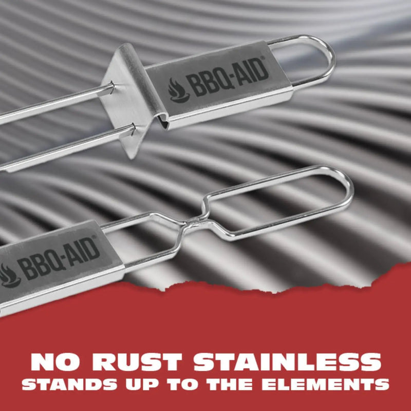 BBQ-AID Extra Long 17" Skewers - Quick Release Barbecue Metal Skewers for Kabobs - Double Pronged, Stainless Steel by GreenHaven Gardens