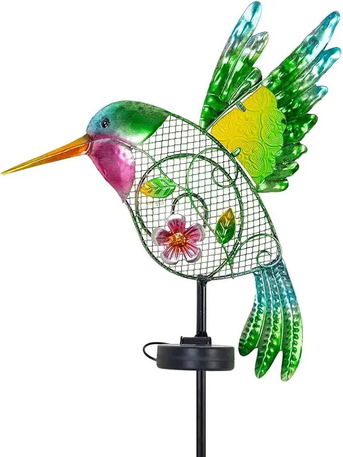 dreamysoul Outdoor Solar Garden Lights, Metal Hummingbird Garden Stake Lights for Outdoor Garden Patio Yard Pathway by GreenHaven Gardens