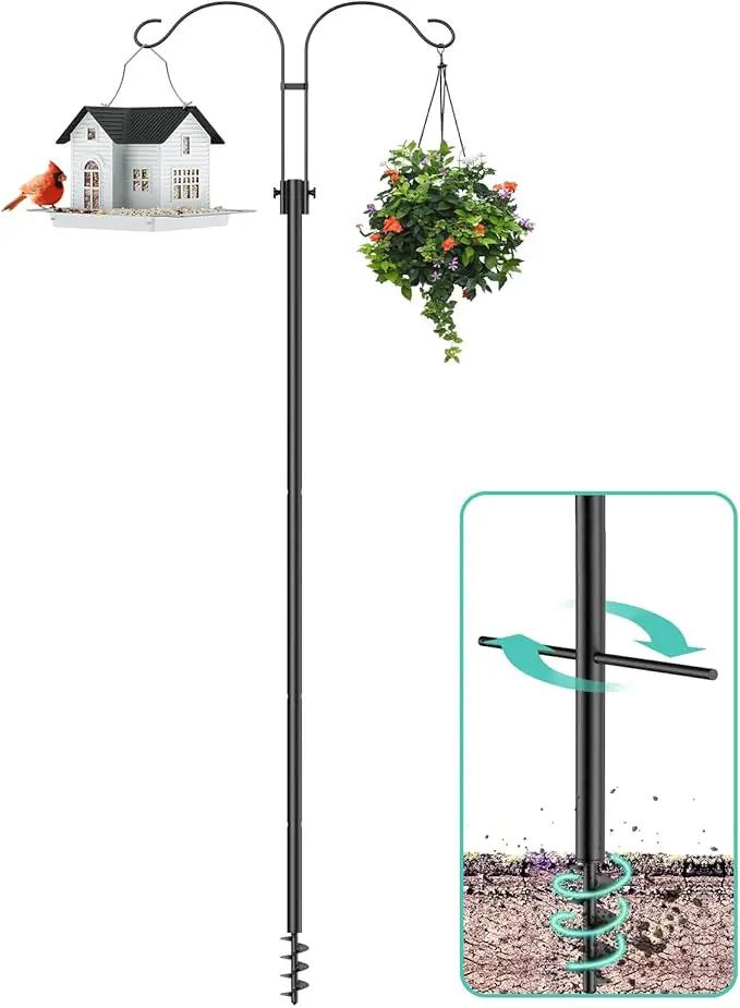 Mrcrafts Bird Feeder Hook for Outdoor, 82 Inch Hevy Duty Bird Feeder Poles, Bird Feeder Stand Station, Garden Hook for Hanging Plants, Lanterns, Hummingbird Feeders by GreenHaven Gardens