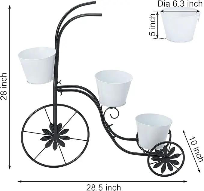 LEWIS&WAYNE Metal Tricycle Planter, 3 Tier Floral Flower Plant Stand Holder Hand Painted Outdoor Garden Patio Decor by GreenHaven Gardens