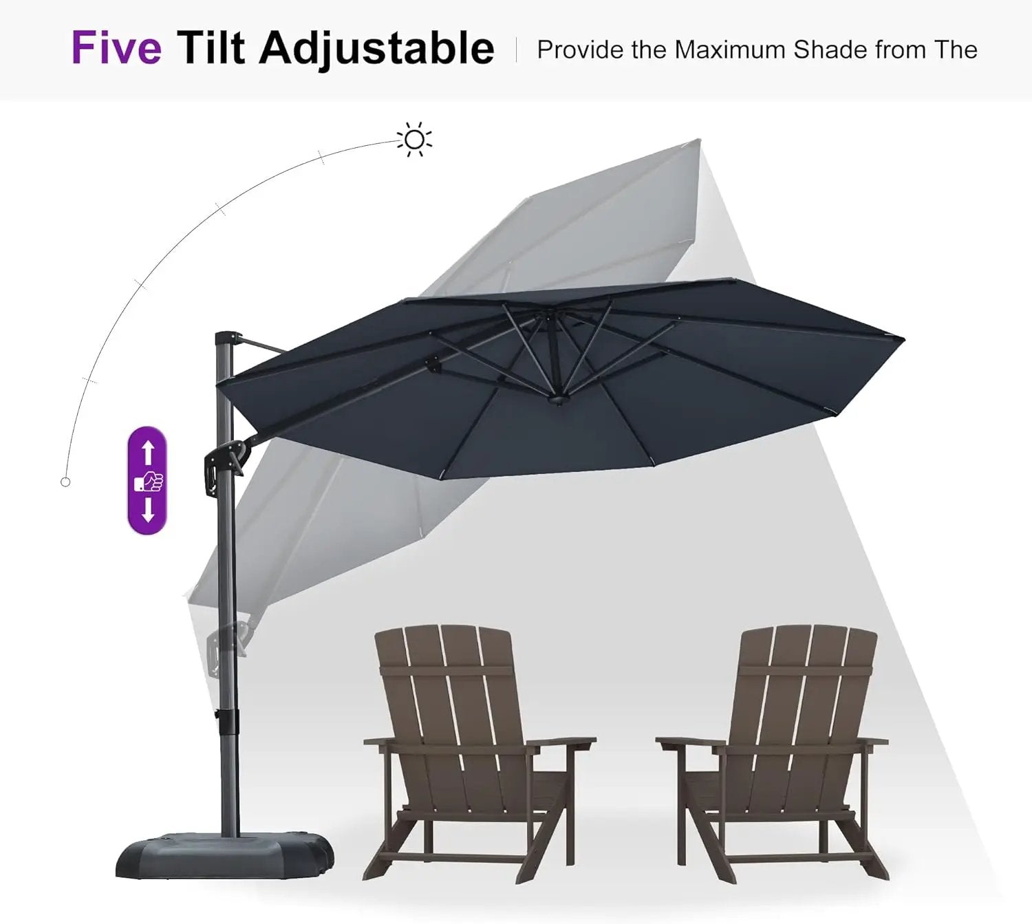 PURPLE LEAF 10 Feet Patio Umbrella Outdoor Cantilever Round Umbrella Aluminum Offset Umbrella with 360-degree Rotation for Garden Deck Pool Patio, Grey by GreenHaven Gardens
