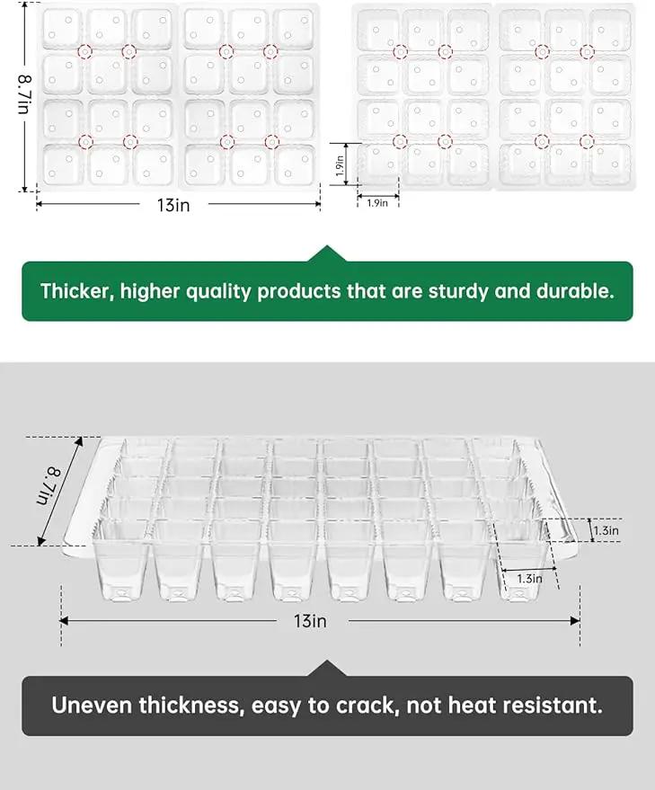 2 Packs Large Seed Starter Tray, Adjustable Brightness and Timer with 48 Full Spectrum LEDs, Seed Starter Kit with Drainage Holes, Tools and Labels for Indoor Plant Growing and Outdoor Gardening by GreenHaven Gardens