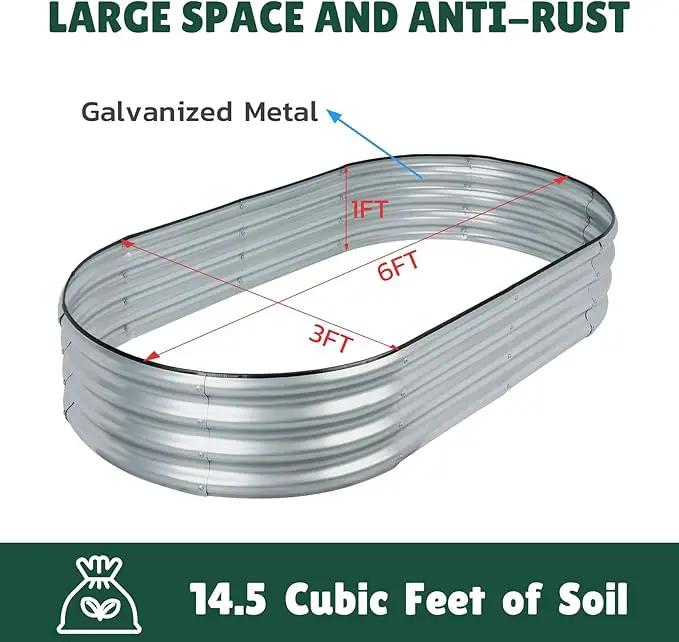LINEX Galvanized Raised Garden Bed 6x3x1 ft, Metal Raised Garden Beds Outdoor Planter Boxes Clearance for Gardening Vegetables Flowers Herbs Above Ground by GreenHaven Gardens