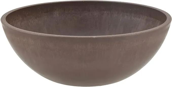 PSW Pot M20C Collection Shallow Garden Bowl Planter for Succulents, Bonsai, Fairy Gardens, Herbs, 8-inch, Chocolate by GreenHaven Gardens