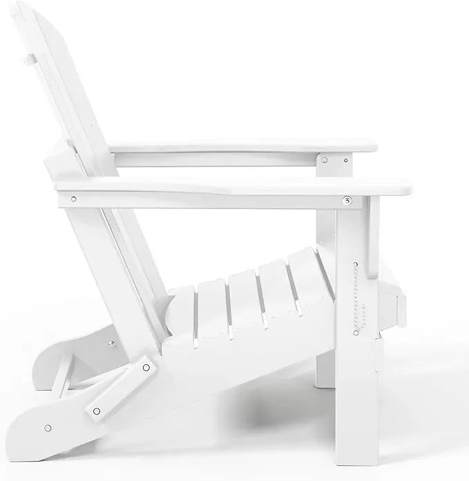 Westin Outdoors Laguna WO Home Furniture Adirondack Chair 4 PC Set Classic Outdoor Patio Folding Chair for Bon Fire Pit Lawn Backyard Beach Plastic Weather-Resistant (White) by GreenHaven Gardens