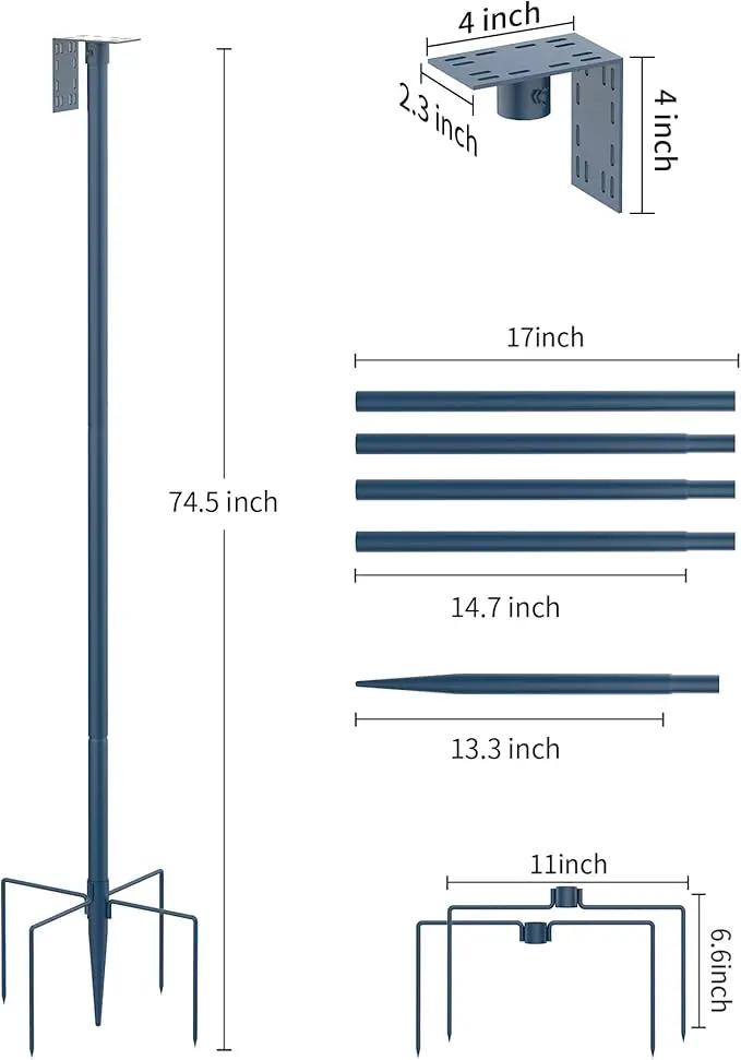 Bird Feeder Pole Stand – 74.5 Inch Height Feeding Station with 1-Inch Dia Heavy Duty for Hanging Feeders, Bird House Pole Mount Kit for Outdoor, Slip-Fit Connection，Blue by GreenHaven Gardens
