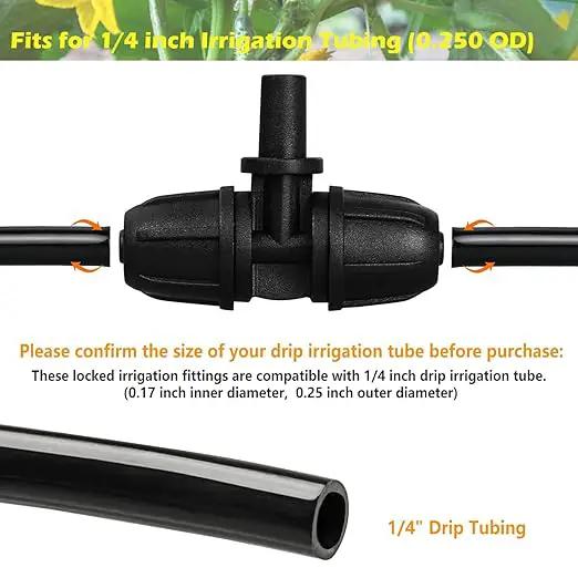 Upgraded Drip Irrigation Fittings for 1/4 inch Tubing to 6mm Flat Mouth: 24 Pieces Lock Barbed Nozzle Tee Connectors for Connecting Micro Atomizing Nozzle for Garden Greenhouse Patio Misting by GreenHaven Gardens
