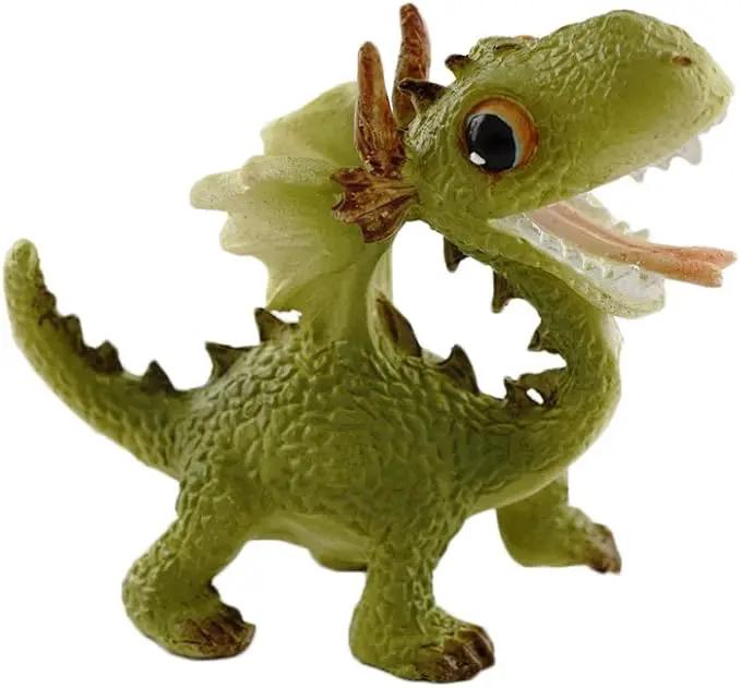 Top Collection Miniature Fairy Garden and Terrarium Statue, Mini Dragon, Green by GreenHaven Gardens
