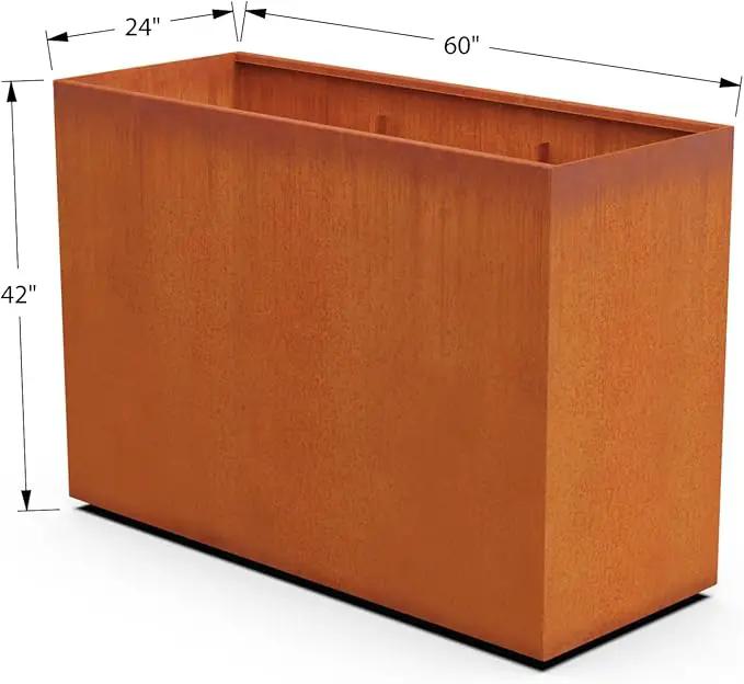 Corten Steel Planter Rectangle Outdoor Metal Garden Box Heavy Duty | Made in USA | Fully Assembled by GreenHaven Gardens