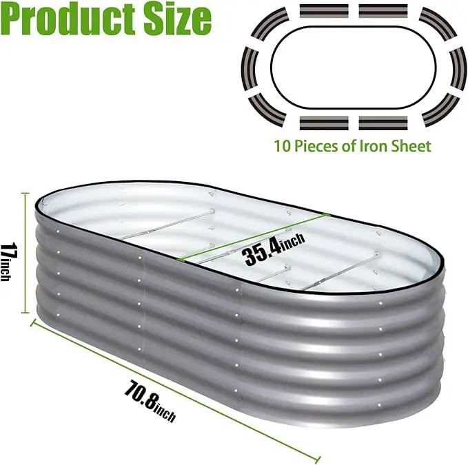 SnugNiture Galvanized Raised Garden Bed, 6x3x1.5ft Oval Metal Planter Box for Planting Outdoor Plants Vegetables by GreenHaven Gardens