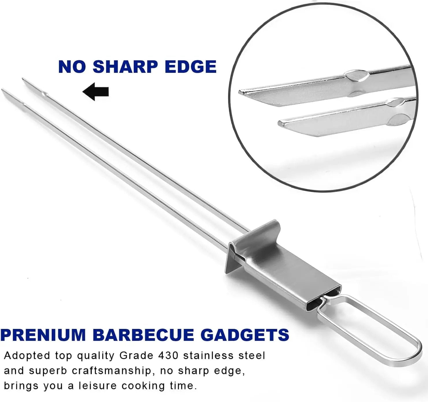 BBQ Skewers,Premium 304 Stainless Steel BBQ Skewers,13 Inch Heavy Duty Metal Kabob Sticks for Grilling, Reusable & Dishwasher Safe (Double fork10) by GreenHaven Gardens