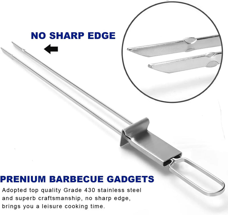 BBQ Skewers,Premium 304 Stainless Steel BBQ Skewers,13 Inch Heavy Duty Metal Kabob Sticks for Grilling, Reusable & Dishwasher Safe (Double fork10) by GreenHaven Gardens