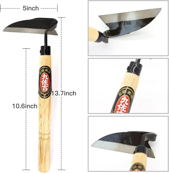 Kana Hoe 217 Japanese Garden Tool - Hand Hoe/Sickle is Perfect for Weeding and Cultivating. The Blade Edge is Very Sharp. (Beige-021) by GreenHaven Gardens