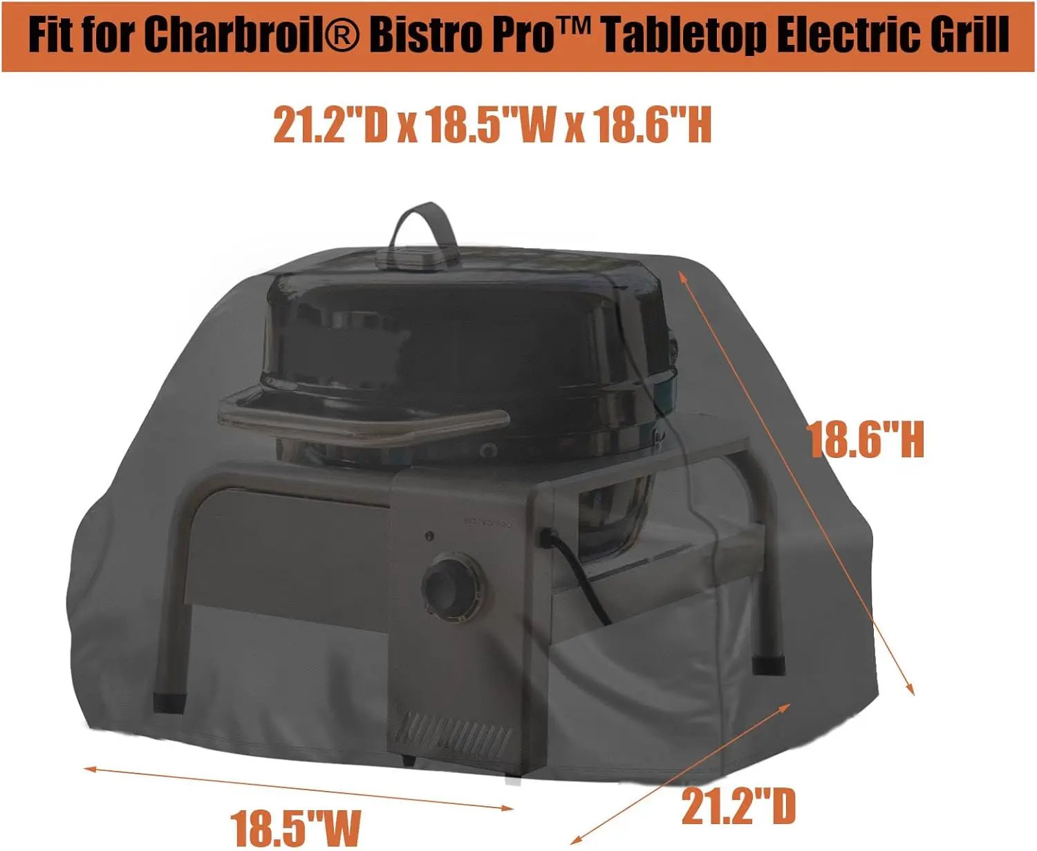 Grill Cover Fit for Charbroil Bistro Pro Tabletop Electric Grill, Dust-Proof Protable Covers for Outdoor Electric BBQ Grills - 21.2" D x 18.5" W x 18.6" H by GreenHaven Gardens