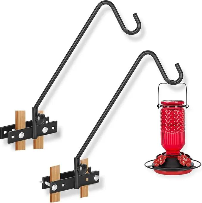 FEED GARDEN Upgraded 2 Pack 13.5 Inch Deck Hooks for Railing, Adjustable Deck Hangers, 360 Degree Swivel, for Hang Humming Bird Feeders,Lanterns, Wind Chimes, Flower Basket and Suet Baskets by GreenHaven Gardens