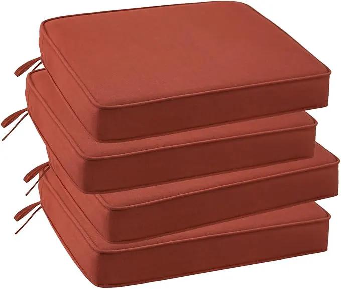 Outdoor Sunbrella Square Corner Seat Cushion, 18.5"x16"x3", Set of 4, Non Slip Seat Cushion Pads with Removable Cover for Patio Furniture, Garden Yard Lawn, Spectrum Grenadine by GreenHaven Gardens