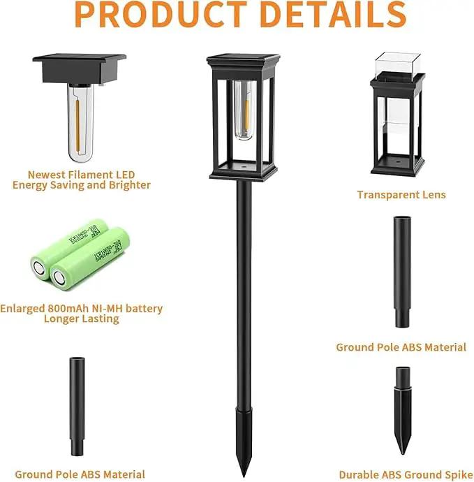 Amzxart 8 Pack Solar Pathway Lights Outdoor,Bright Solar Outdoor Lights Waterproof,Auto-on/Off Pathway Light Solar Powered for Lawn Yard Patio Garden Decoration by GreenHaven Gardens