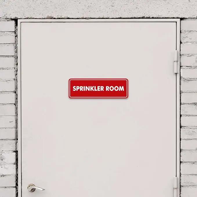 Signs ByLITA Standard Sprinkler Room Sign (White/Red) - Large 2 Pack by GreenHaven Gardens