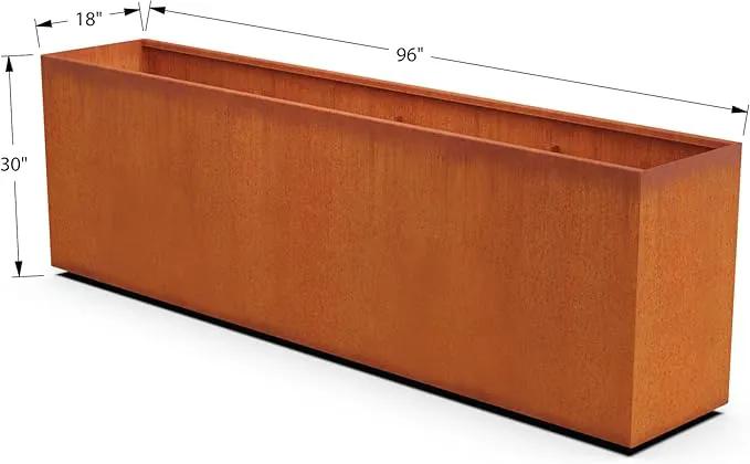 Corten Steel Planter Rectangle Outdoor Metal Garden Box Heavy Duty | Made in USA | Fully Assembled by GreenHaven Gardens