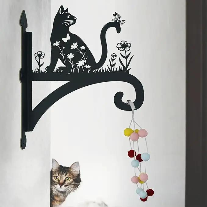 Plant Hangers Outdoor Heavy Duty Iron Decorative Cat Silhouette Plant Hooks for Hanging Baskets 11 inch Hanging Plant Bracket Wall Hooks for Flower Pot Lantern Bird Feeder Wind Chimes by GreenHaven Gardens
