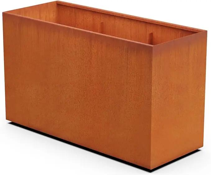 Corten Steel Planter Rectangle Outdoor Metal Garden Box Heavy Duty | Made in USA | Fully Assembled by GreenHaven Gardens