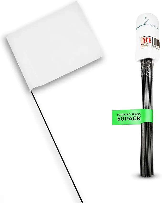White Flags for Marking Yard - 4x5x15 Inch Invisible Fence Flags for Dogs - 50 Pack - Dog Invisible Fence Training Marker & Boundary Training by GreenHaven Gardens