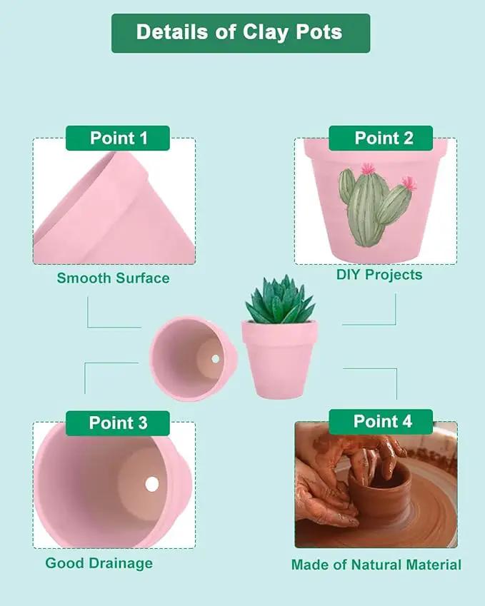 vensovo 48 Pcs 2" Tiny Terracotta & Terra Cotta Pots with Drainage - Peach Pink Small Mini Clay Ceramic Pottery Planter Ideal for Indoor/Outdoor Plants, Crafts, Wedding Favors by GreenHaven Gardens