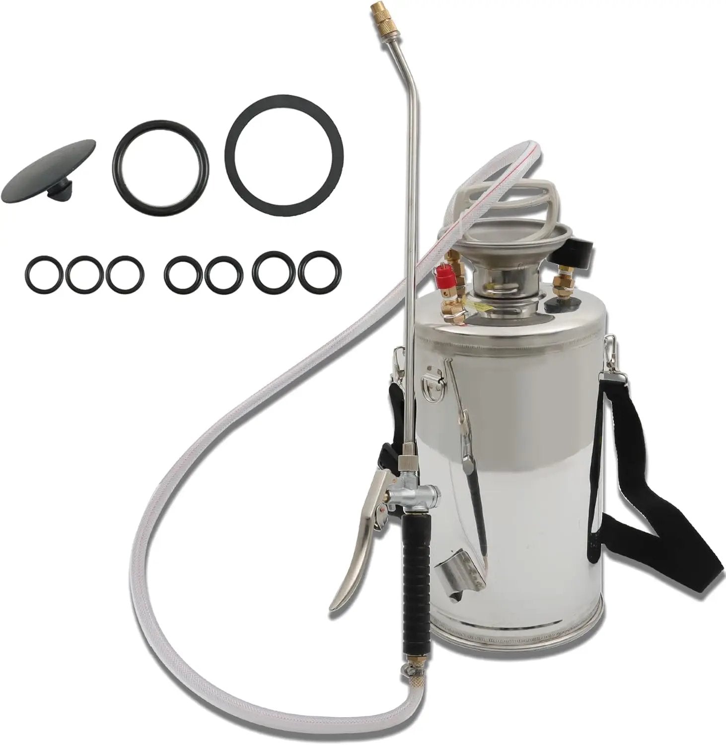 1.5 Gallon Stainless Steel Sprayer Hand Pump Sprayer with Pressure Gauge Safety Valve Adjustable Nozzle for Gardening Lawn and Cleaning by GreenHaven Gardens