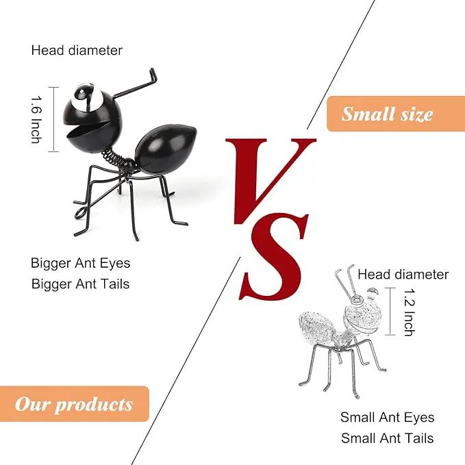 Metal Yard Art Garden Decorative Cute Ant Outdoor Wall Sculptures - Set of 4 Black by GreenHaven Gardens