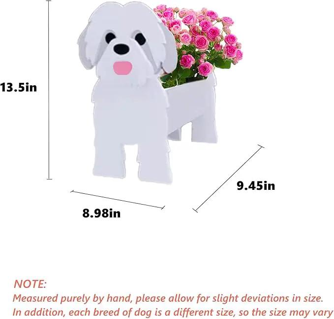 Shih Tzu White Dog Planter Plant Pots,Cute Garden Dog Flower Planter,Dog Planters Birthday Gifts for Women,Office,Indoor/Outdoor Decor（9.45 * 8.98 * 13.5in） by GreenHaven Gardens